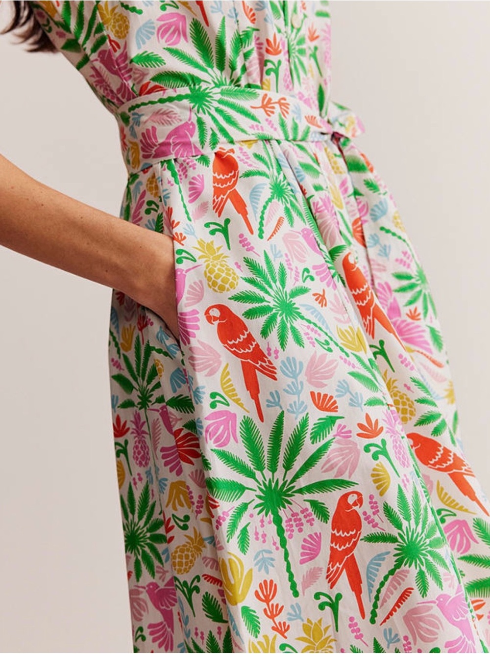 Boden Tropical Print Amy Sleeveless Shirt Dress - Picture 4 of 10